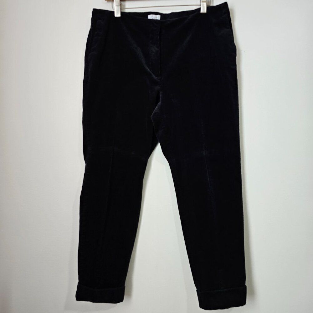 EUC J JILL BLACK CORDUROY STRETCH PANTS CUFFED SIZE 14 WOMEN